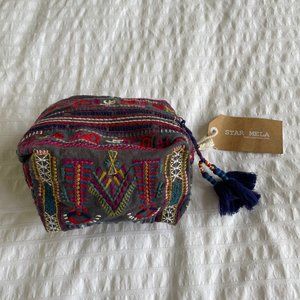 Star Mela Embroidered Cotton Cosmetic Makeup Bag